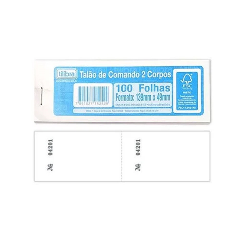 TALÃO DE COMANDO 2 CORPOS 100FLS - TILIBRA