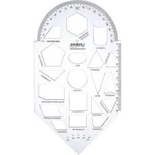 REGUAS PLASTICAS GEOMETRIA GABARITO ESCOLAR 10CM - WALEU