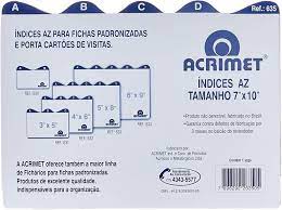 INDICE PARA FICHARIO A-Z 7X10 CARTÃO 635 ACRIMET