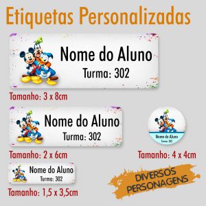 KIT ADESIVO ESCOLAR PAPEL PERSONAGENS C/105UN