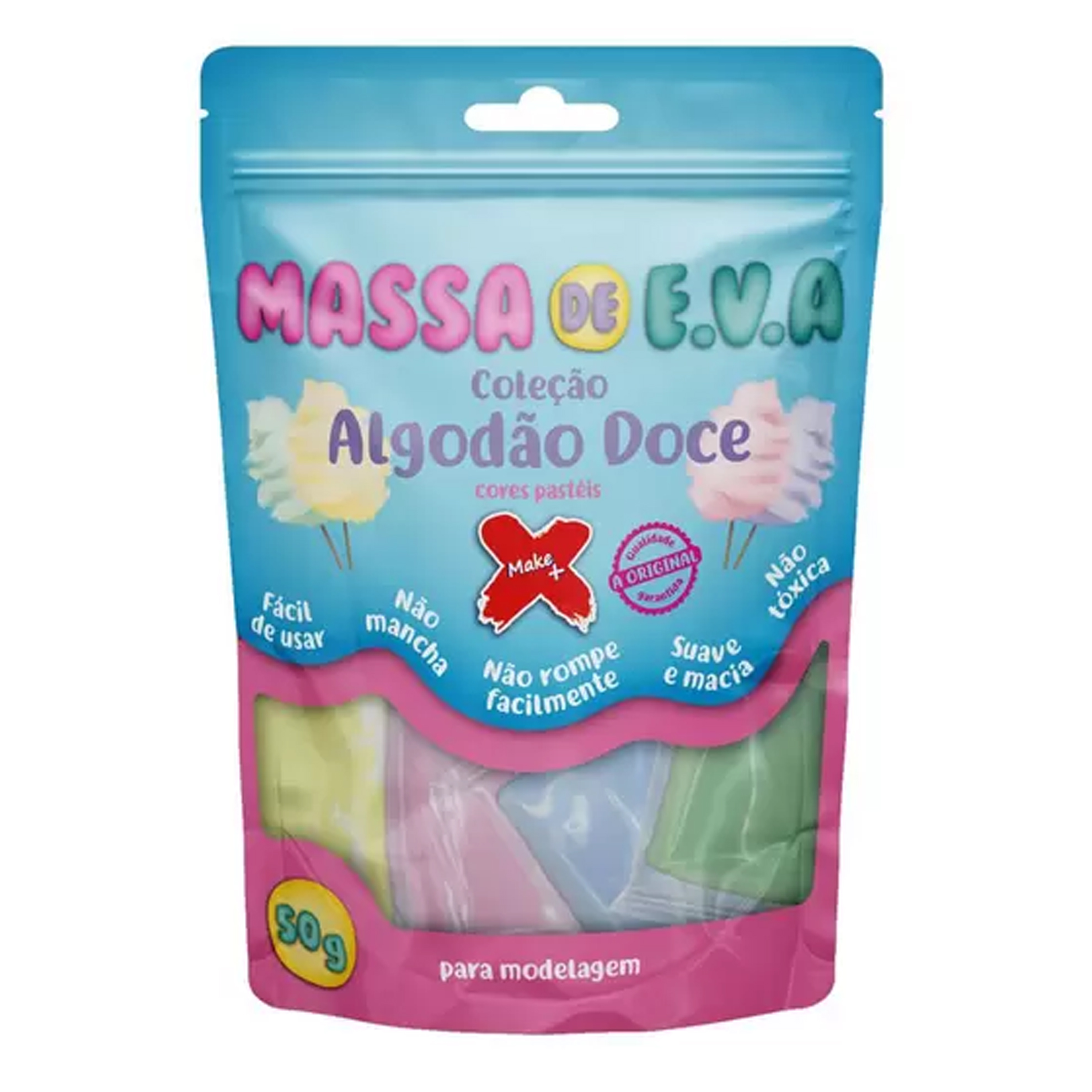 MASSA DE EVA 50G C/5 CORES PASTEL 13074 - MAKE+