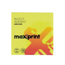 BLOCO ADESIVO 76X76MM C/100FLS AMARELO NEON 743344 - MAXPRINT