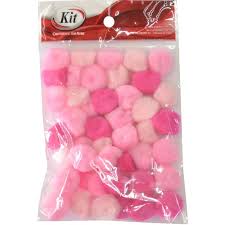 Aviamento Pompom Degradê 20 mm com 45 unidades Rosa - Kit