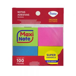 BLOCO DE RECADO AUTOADESIVO 38X50MM MAXI NEON 4CORES 100FL UNIDADE 4978-0 - FRAMA