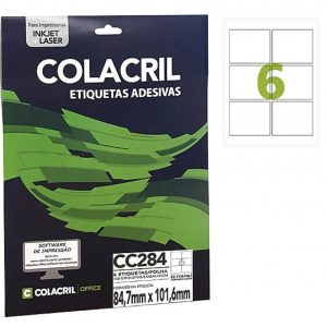 ETIQUETA CARTA CC284 84,7X101,6MM 6 ETIQ/FL PCT C/25 - COLACRIL