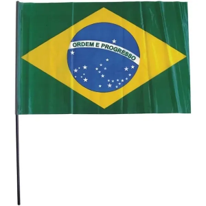 BANDEIRA DO BRASIL C/ HASTE PLASTICO 60CM