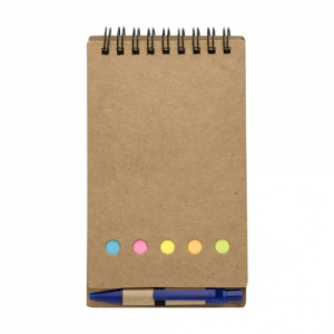 BLOCO DE ANOTAÇÕES ESPIRAL COM POST-IT E CANETA