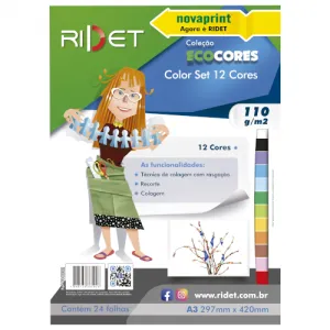 BLOCO PARA EDUAÇÃO ARTISTICA COLOR SET A3 12COR. 110GR 24FLS PACOTE 010002 - NOVAPRINT/RIDET
