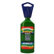 TINTA RELEVO DIMENSIONAL BRILHANTE VERDE MUSGO 35ML 3D - ACRILEX