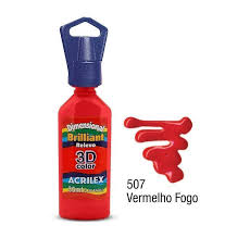 TINTA DIMENSIONAL BRILLIANT 3D VERMELHO FOGO ACRILEX