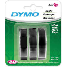 Fita Para Rotulador Manual Dymo Preta Rolo 9mm X 3 Metros