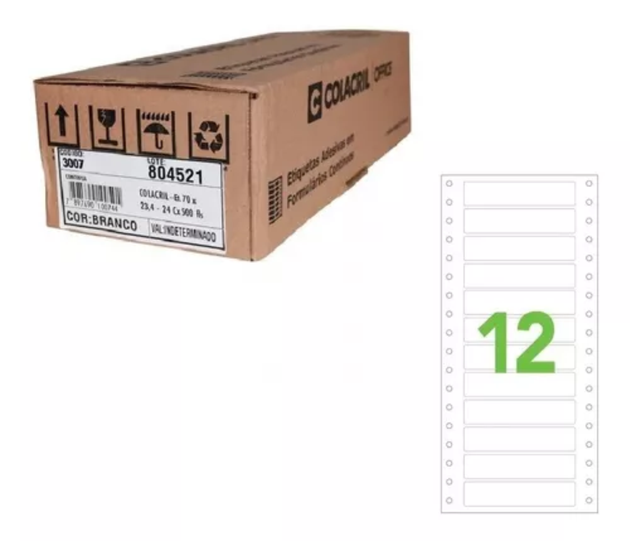 ETIQUETA CONTINUA 1 COLUNA MATRICIAL 107X23,4MM CX C/6000 3007 - COLACRIL