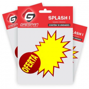 CARTAZ PARA MARCACAO SPLASH OFERTA PQ 130X93MM.AM. PCT.C/10 GR298 - GRESPAN