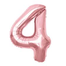BALAO METALIZADO NUMERO 4 ROSE 40CM. UNIDADE 8220 - MAKE+