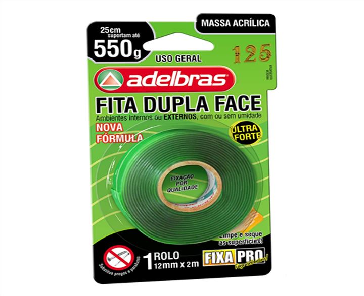 FITA DUPLA FACE FIXA PRO MASSA ACRILIC 12MMX2M - ADELBRAS