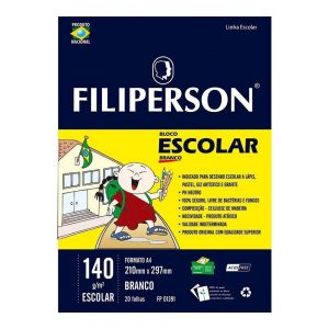 BLOCO FOLHA A4 BRANCO 140GR C/20FLS FILIPERSON