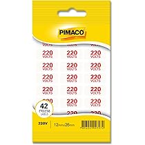 ETIQUETA RETANGULAR SINALIZACAO 220V VERM. 12X26MM CT.C/42 970863 - PIMACO