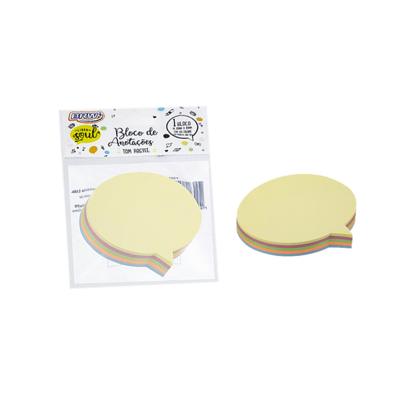 BLOCO DE ANOTACOES ADESIVO 70x70mm C/100 FLS COLOR BALAO BA0005 - BRW