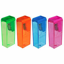 APONTADOR PLASTICO SIMPLES RETANGULAR NEON - NATARAL