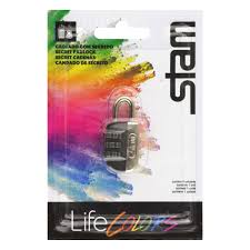 CADEADO SEGREDO 20MM LIFE COLORS PRETO FOSCO UNIDADE 56511 - STAM