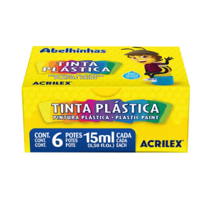 TINTA PLASTICA 6CORES 15ML ACRILEX