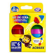 GIZ DE CERA FOGUETE 6 CORES 09026 - ACRILEX