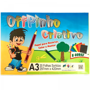 BLOCO CRIATIVO OFFPINHO 8CORES 120GR 20FLS A3 00073 - OFF PAPER