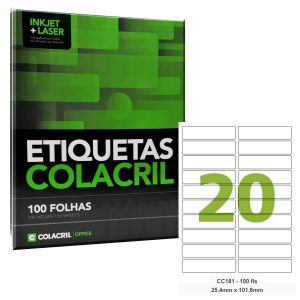 ETIQUETA CC181 25,4X101,6MM 20 ETIQ/FL PCT C/100 - COLACRIL