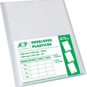 ENVELOPE PLASTICO OFICIO 4 FUROS 0,10MM ACP