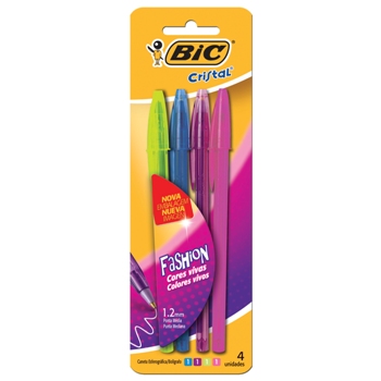 CANETA ESFEROGRAFICA CRISTAL FASHION PACK C/4CORES 902472 - BIC