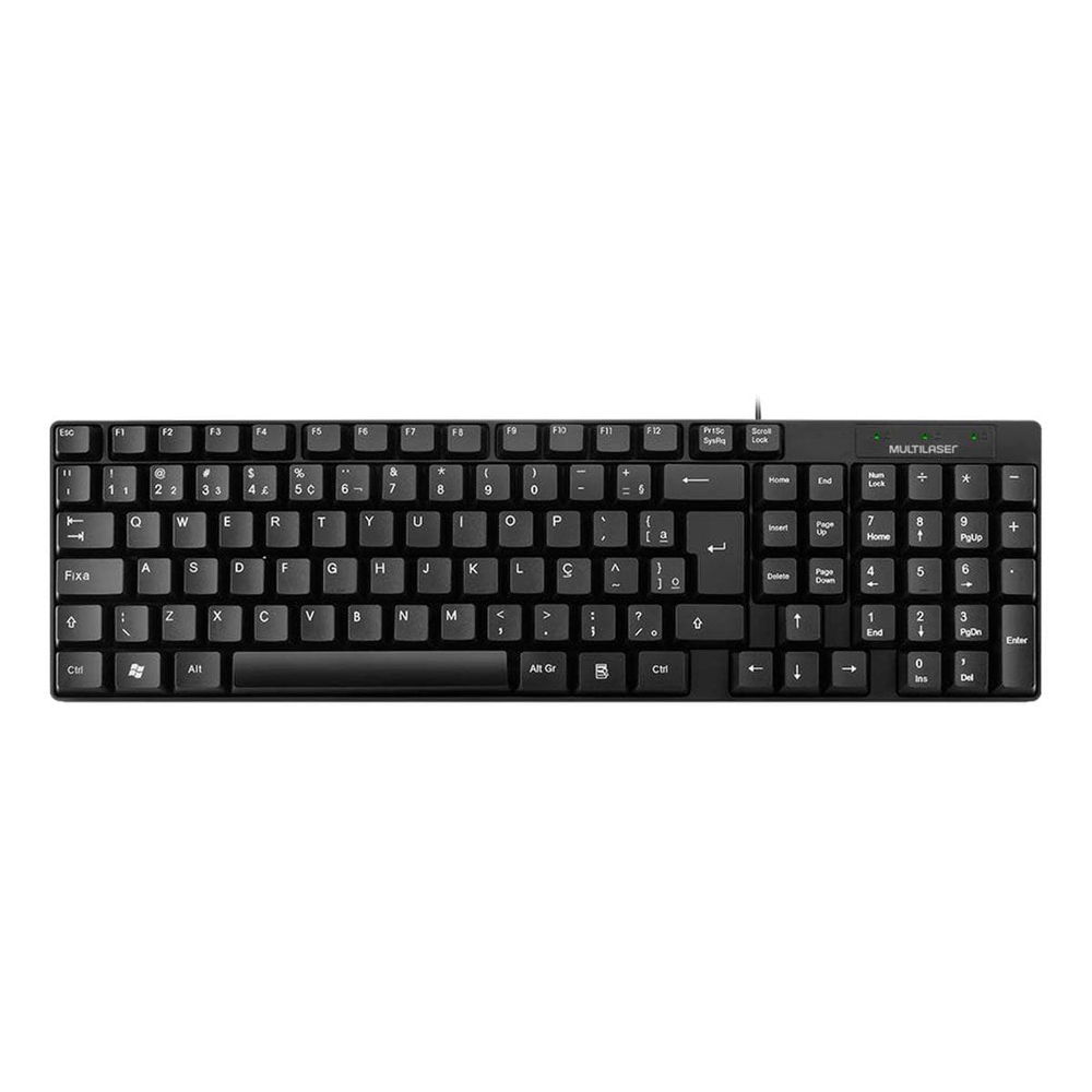 TECLADO BASICO SLIM LASER PRETO USB O&M TC193BU MULTILASER