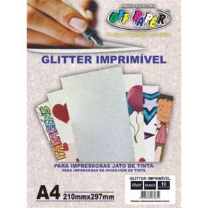 PAPEL LAMINADO A4 IMPRIMIVEL GLITTER 250G PCT.C/10 4854 - OFF PAPER