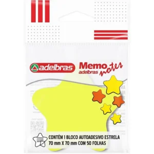 BLOCO DE RECADO AUTOADESIVO MEMONOTE ESTRELA AM/LJ 50FLS 0812000030 - ADELBRAS