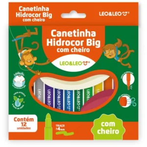 CANETA HIDROGRAFICA JUMBO LEO E LEO BIG C/AROMA 12CORES ESTOJO 10620 - LEONORA